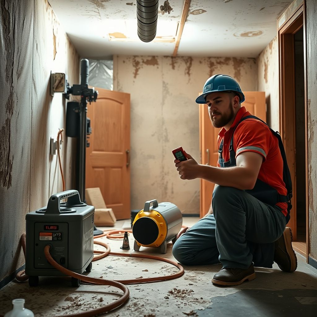 A certified mold remediation technician explaining the process to a homeowner in a clean, post-remediation room in Prosper, Texas.